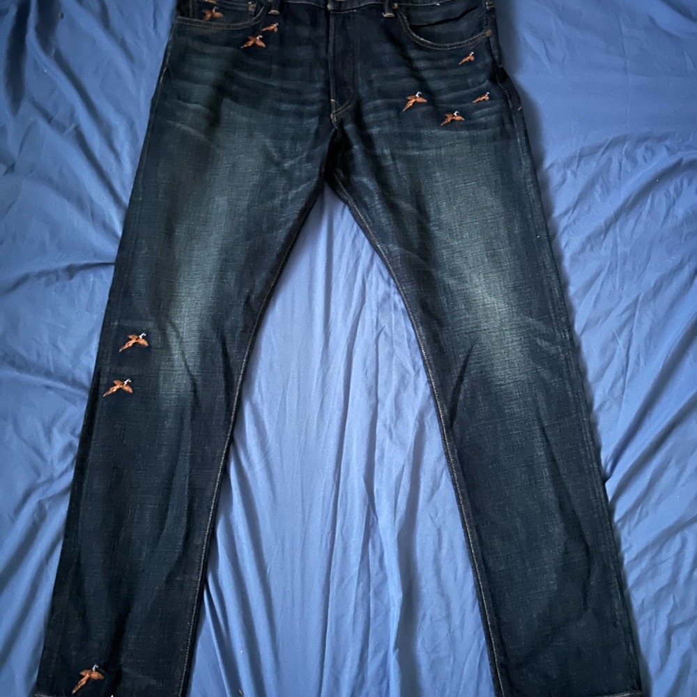 Ralph Lauren Blue Slim Jeans with Vintage Fading